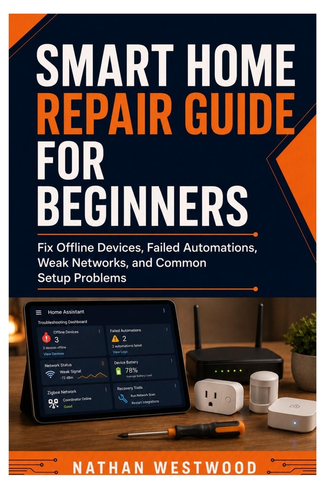 Smart Home Repair Guide for Beginners: Fix Offline Devices, Failed Automations, Weak Networks, and Common Setup Problems cover