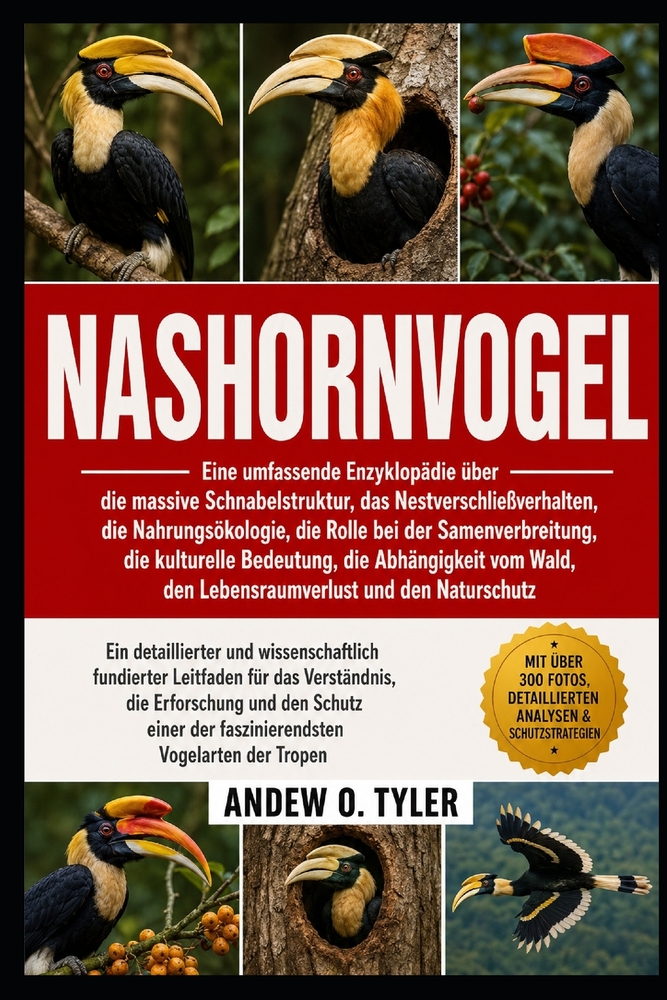 Nashornvogel: Eine umfassende Enzyklopädie über die massive Schnabelstruktur, das Nestverschließverhalten, die Nahrungsökologie, die Rolle bei der Sam cover