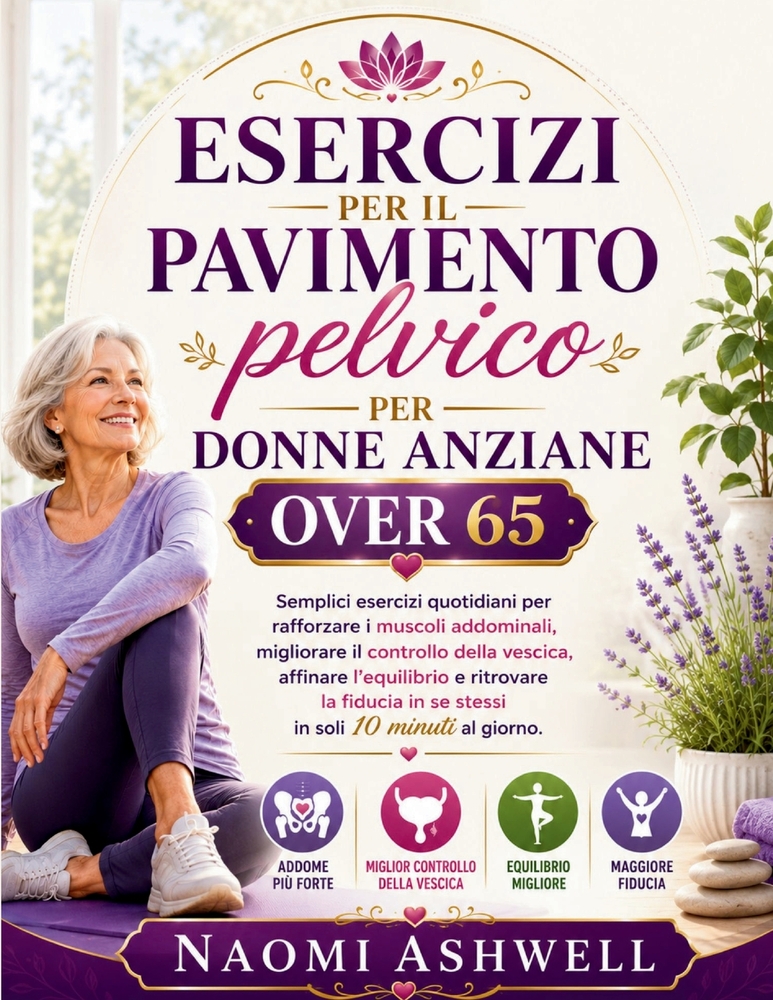 Esercizi per il pavimento pelvico per donne anziane over 65: Semplici esercizi quotidiani per migliorare forza, equilibrio e controllo della vescica i cover