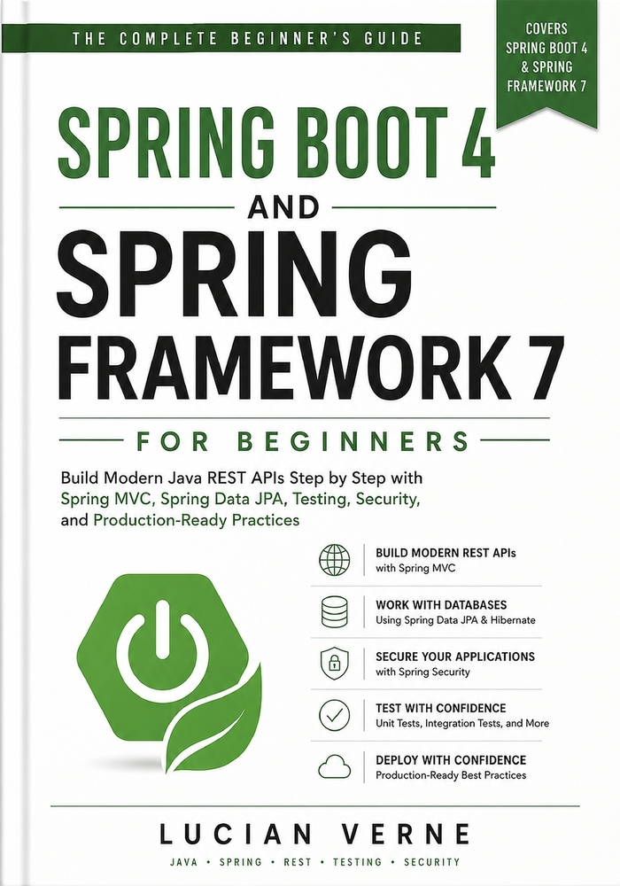 Spring Boot 4 and Spring Framework 7 for Beginners: Build Modern Java REST APIs Step by Step with Spring MVC, Spring Data JPA, Testing, Security, and cover