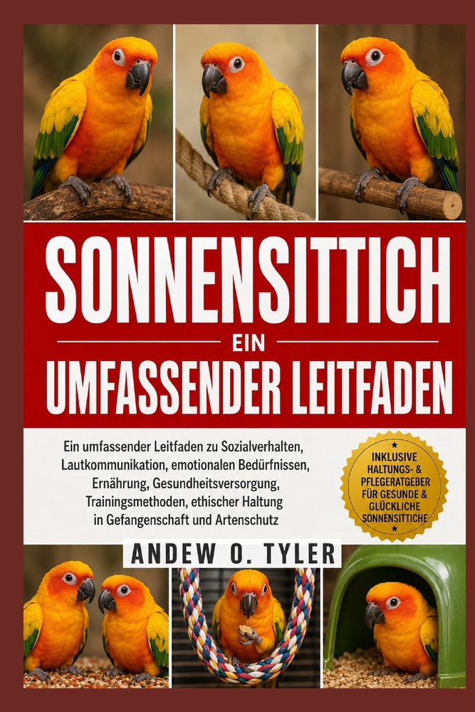 Sonnensittich: Ein umfassender Leitfaden zu Sozialverhalten, Lautkommunikation, emotionalen Bedürfnissen, Ernährung, Gesundheitsversorgung, Trainingsm cover