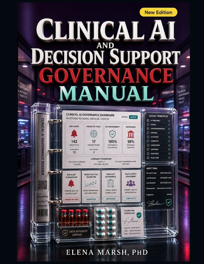 Clinical AI and Decision Support Governance Manual: EHR alerts, predictive tools, order sets, workflow review, safety controls, and executive-ready cl cover