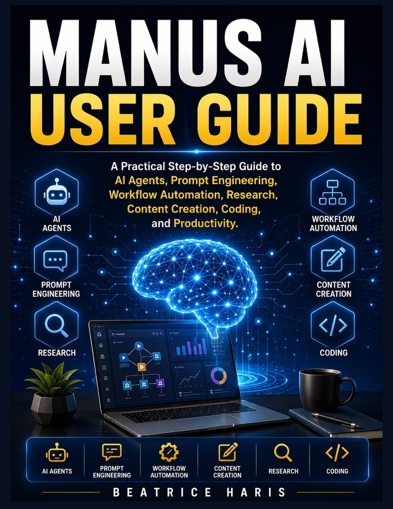Manus AI User Guide: A Practical Step-by-Step Guide to AI Agents, Prompt Engineering, Workflow Automation, Research, Content Creation, Coding, and Pro cover