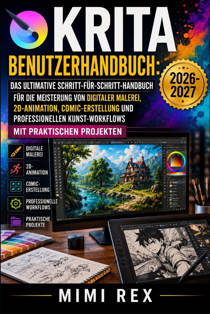 Krita-Benutzerhandbuch: Das Ultimative Schritt-Für-Schritt-Handbuch Zum Meistern Digitaler Malerei, 2d-Animation, Comic-Erstellung Und Professionelle cover