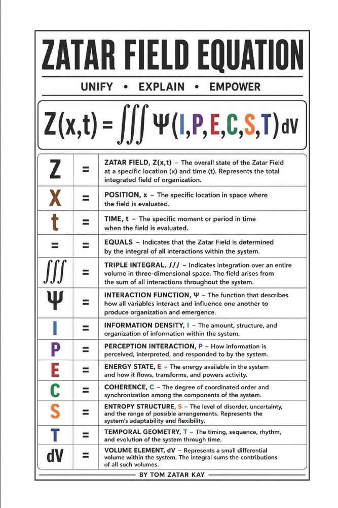 Zatar Field Equation: Unify - Explain - Empower cover