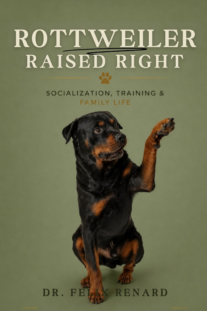 Rottweiler Raised Right: Socialization, Training & Family Life: The Complete Guide to Raising a Confident, Well-Mannered, Healthy, and Loyal Rottweile cover