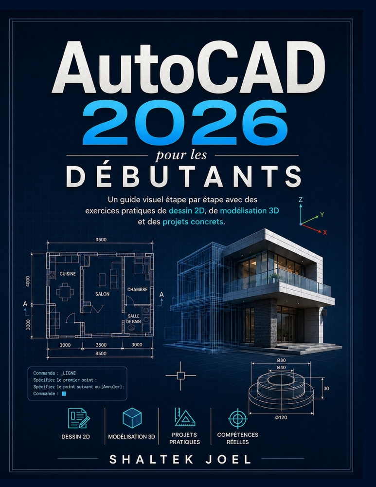 AutoCAD 2026 pour les débutants: Un guide visuel étape par étape avec des exercices pratiques de dessin 2D, de modélisation 3D et des projets concrets cover