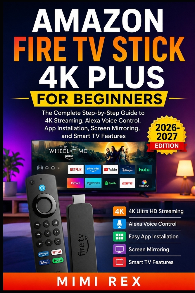Amazon Fire TV Stick 4k Plus for Beginners: The Complete Step-by-Step Guide to 4K Streaming, Alexa Voice Control, App Installation, Screen Mirroring, cover