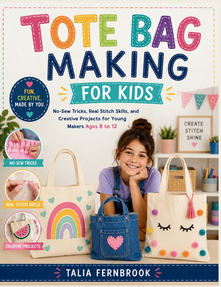 Tote Bag Making for Kids: No-Sew Tricks, Real Stitch Skills, and Creative Projects for Young Makers Ages 8 to 12 cover