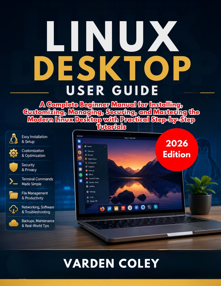 Linux Desktop User Guide (2026 Edition): A Complete Beginner Manual for Installing, Customizing, Managing, Securing, and Mastering the Modern Linux De cover