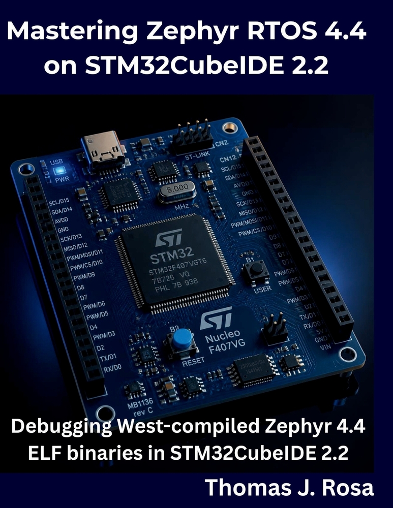 Mastering Zephyr RTOS 4.4 on STM32CubeIDE 2.2: Debugging West-compiled Zephyr 4.4 ELF binaries in STM32CubeIDE 2.2 cover