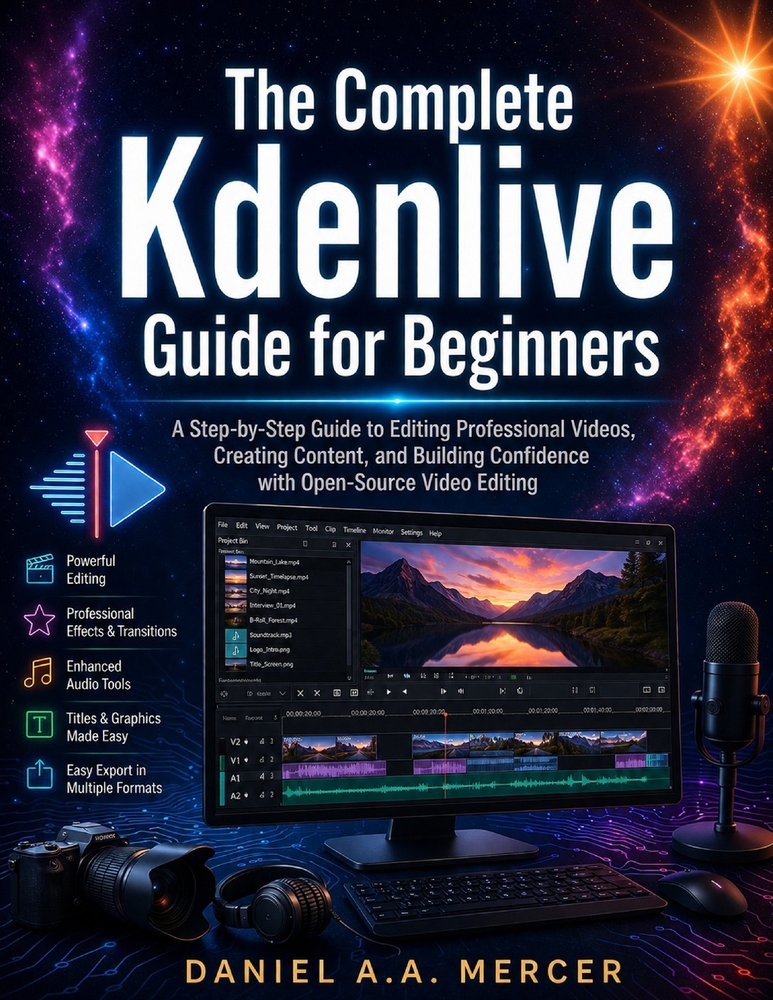 The Complete Kdenlive Guide for Beginners: A Step-by-Step Guide to Editing Professional Videos, Creating Content, and Building Confidence with Open-So cover