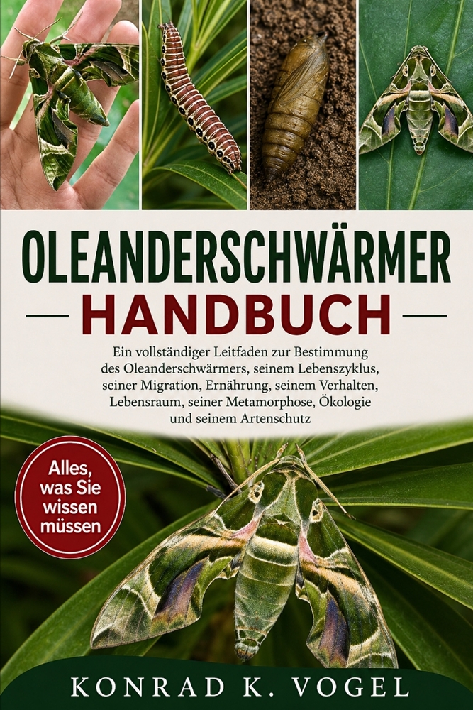 Oleanderschwärmer-Handbuch: Ein vollständiger Leitfaden zur Bestimmung des Oleanderschwärmers, seinem Lebenszyklus, seiner Migration, Ernährung, seine cover