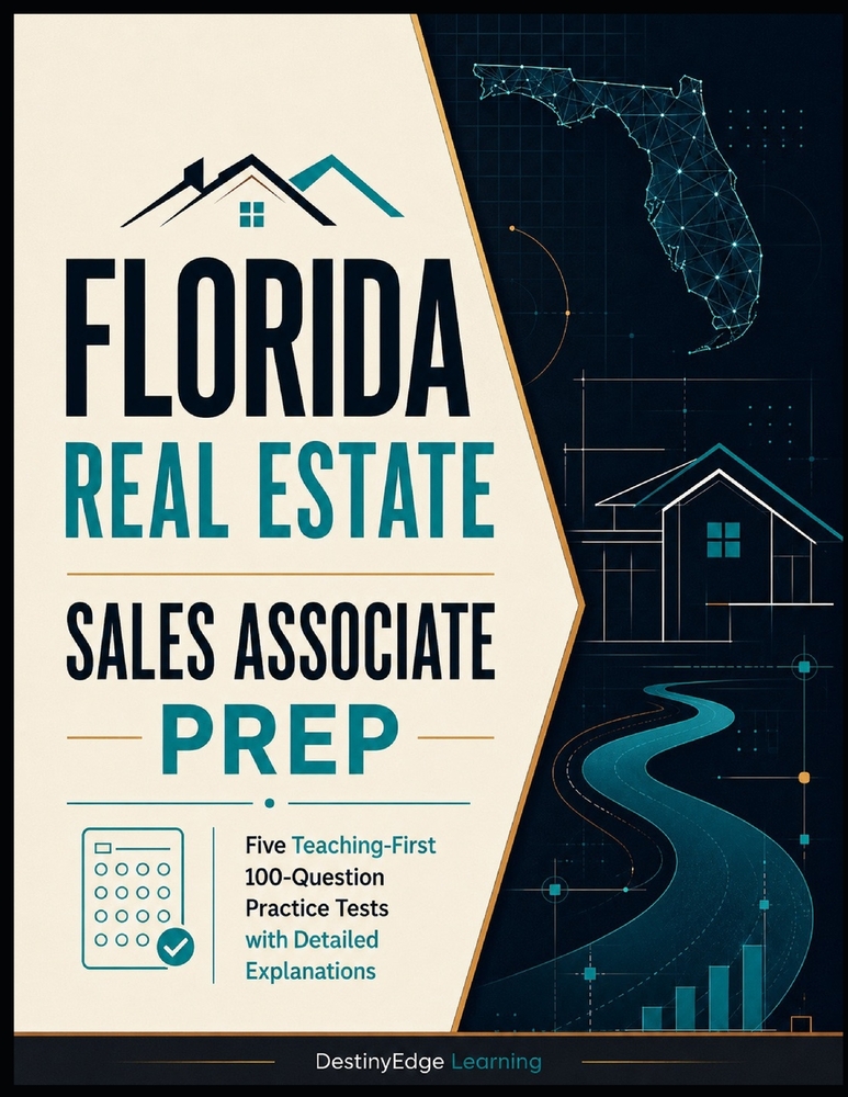 Florida Real Estate Sales Associate Prep: Five Teaching-First 100-Question Practice Tests with Detailed Explanations cover