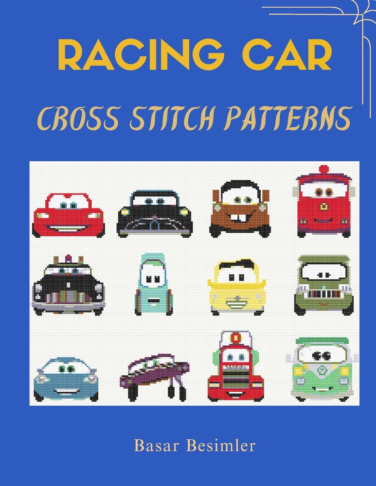 Racing Car Cross Stitch Patterns: 15 Fun Car Designs cover