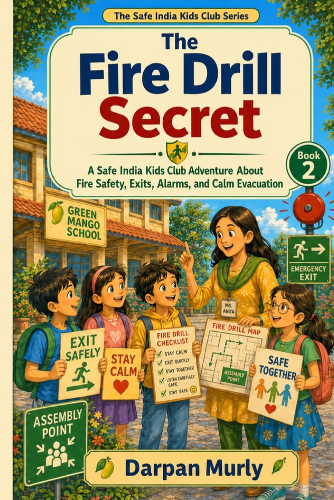 The Fire Drill Secret: A Safe India Kids Club Adventure About Fire Safety, Exits, Alarms and Calm Choices cover