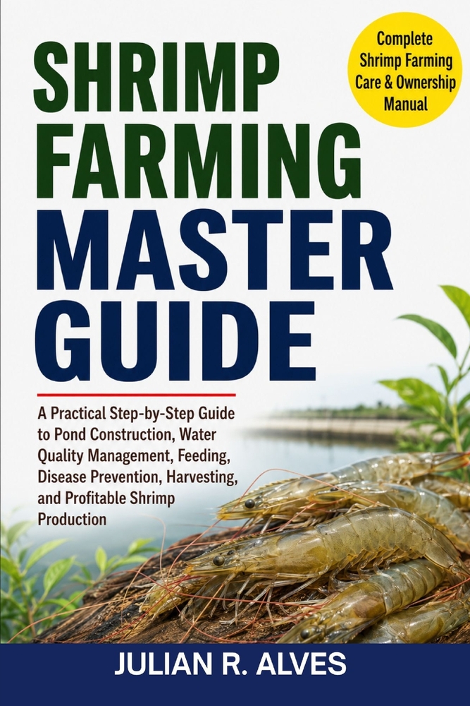Shrimp Farming Master Guide: A Practical Step-by-Step Guide to Pond Construction, Water Quality Management, Feeding, Disease Prevention, Harvesting, a cover