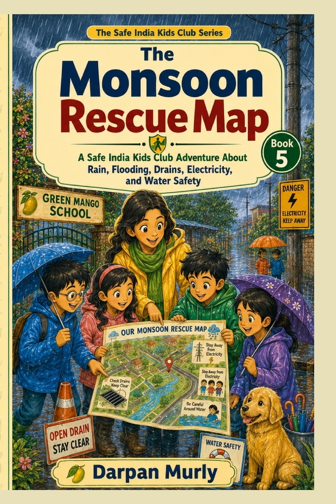 The Monsoon Rescue Map: A Safe India Kids Club Adventure About Rain, Floods, Drains, Electricity and Smart Monsoon Choices cover