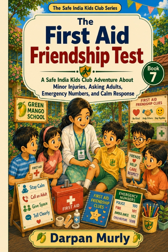 The First Aid Friendship Test: A Safe India Kids Club Adventure About Minor Injuries, Asking Adults, Emergency Numbers and Calm Help cover