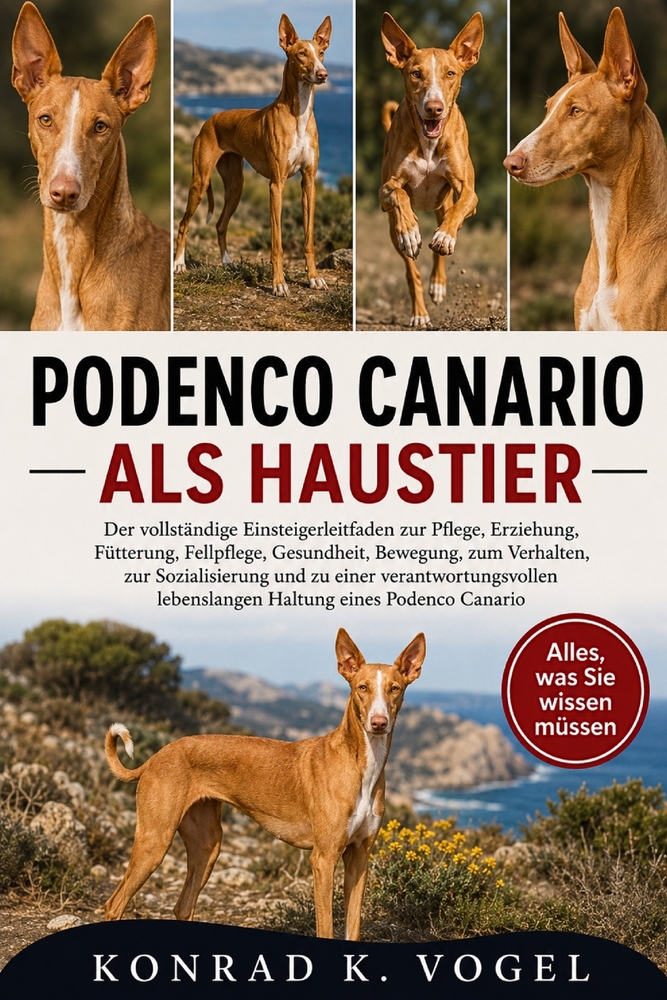 Podenco Canario ALS Haustier: Der vollständige Einsteigerleitfaden zur Pflege, Erziehung, Fütterung, Fellpflege, Gesundheit, Bewegung, zum Verhalten, cover