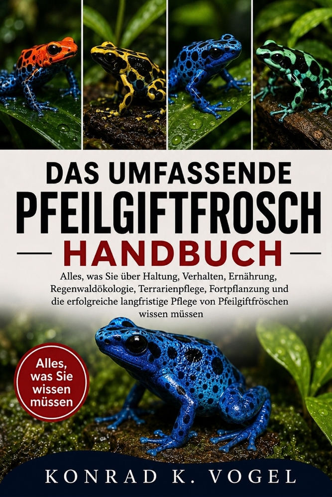 Das Umfassende Pfeilgiftfrosch-Handbuch: Alles, was Sie über Haltung, Verhalten, Ernährung, Regenwaldökologie, Terrarienpflege, Fortpflanzung und die cover