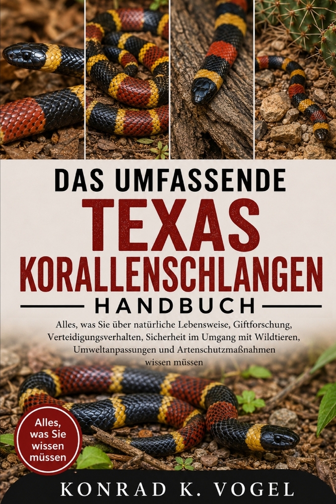 Das Umfassende Texas-Korallenschlangen-Handbuch: Alles, was Sie über natürliche Lebensweise, Giftforschung, Verteidigungsverhalten, Sicherheit im Umga cover