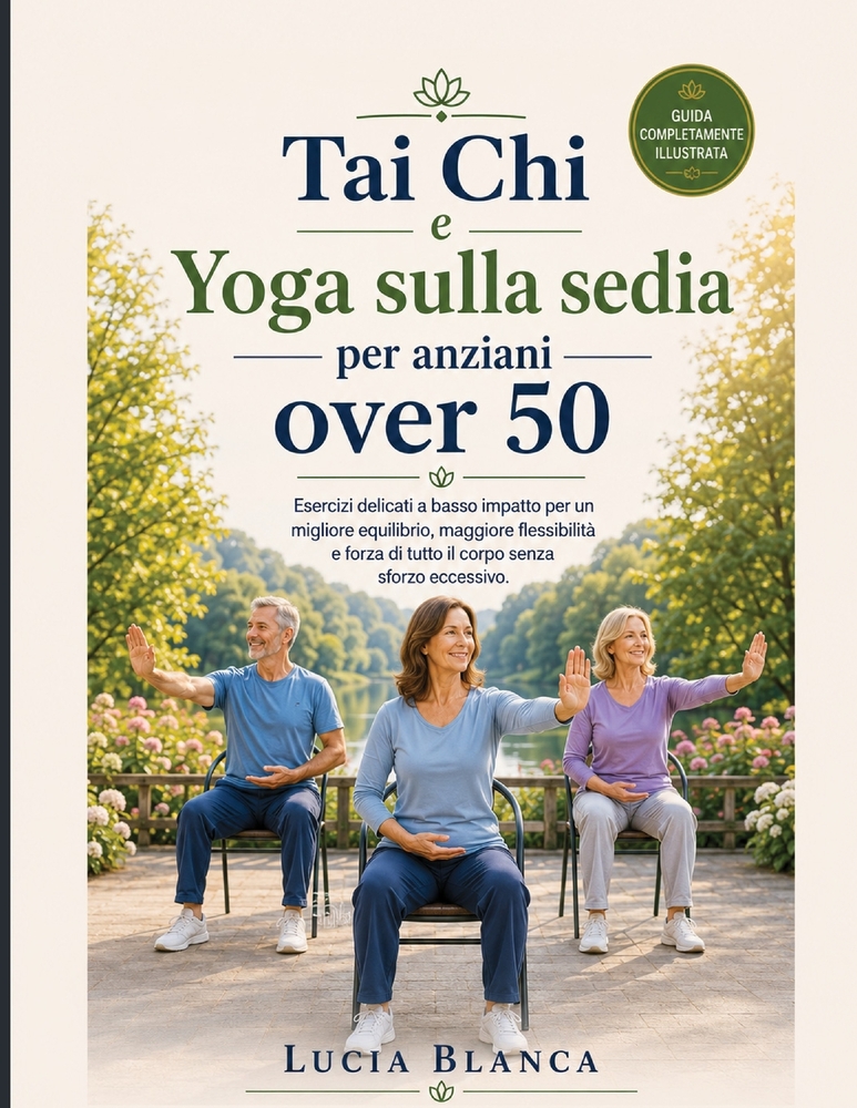 Tai Chi e Yoga sulla sedia per anziani over 50: Esercizi delicati a basso impatto per un migliore equilibrio, maggiore flessibilità e forza di tutto i cover