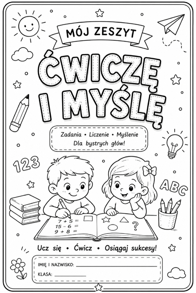 Mój zeszyt. Ćwiczę i myślę: Zadania, Liczenie, Myślenie. Dla bystrych glów. Ucz się, cwicz, osiągaj sukces. cover