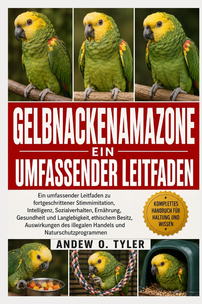 Gelbnackenamazone: Ein umfassender Leitfaden zu fortgeschrittener Stimmimitation, Intelligenz, Sozialverhalten, Ernährung, Gesundheit und Langlebigkei cover
