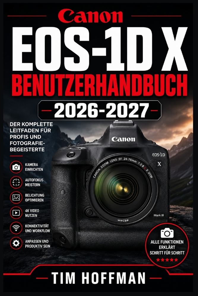 Canon EOS-1D X Benutzerhandbuch 2026-2027: Vollständige Beherrschung Ihrer Profikamera - Aufnahmeeinstellungen, Autofokus-Systeme, Serienbilder, Video cover