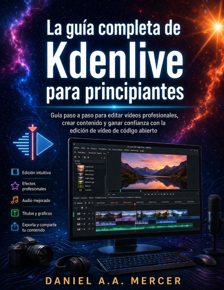 La guía completa de Kdenlive para principiantes: Guía paso a paso para editar vídeos profesionales, crear contenido y ganar confianza con la edición d cover