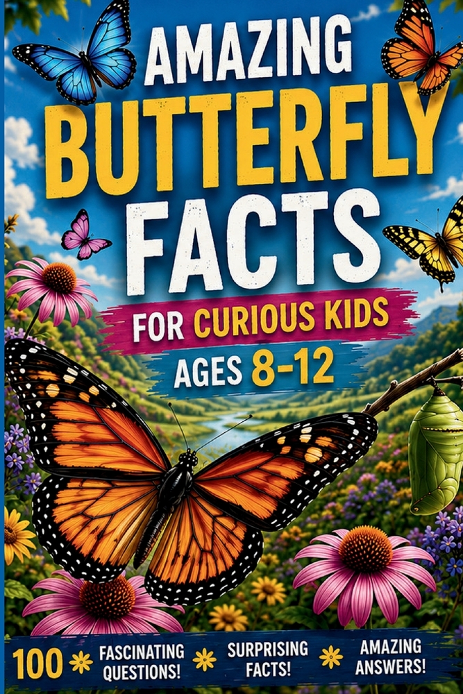 Amazing Butterfly Facts for Curious Kids Ages 8-12: 100 Fascinating Trivia Questions and Surprising Answers About Metamorphosis, Migration, Life Cycle cover