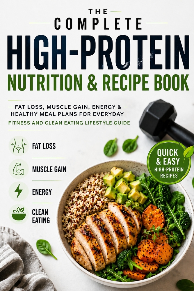 The Complete High-Protein Nutrition & Recipe Book: Fat Loss, Muscle Gain, Energy & Healthy Meal Plans for Everyday Fitness and Clean Eating Lifestyle cover