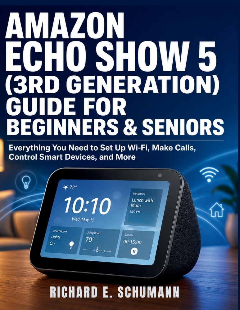 Amazon Echo Show 5 (3rd Generation) Guide for Beginners & Seniors: Everything You Need to Set Up Wi-Fi, Make Calls, Control Smart Devices, and More cover