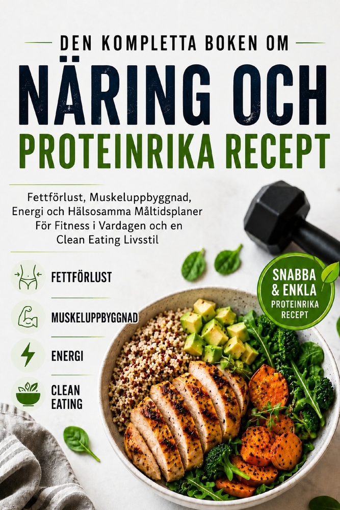 Den Kompletta Boken Om Näring Och Proteinrika Recept: Fettförlust, Muskeluppbyggnad, Energi och Hälsosamma Måltidsplaner För Fitness i Vardagen och en cover