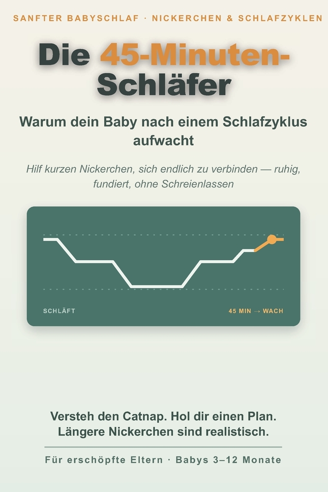 Die 45-Minuten-Schläfer: Warum dein Baby nach einem Schlafzyklus aufwacht und wie kurze Nickerchen endlich länger werden (3-12 Monate) cover