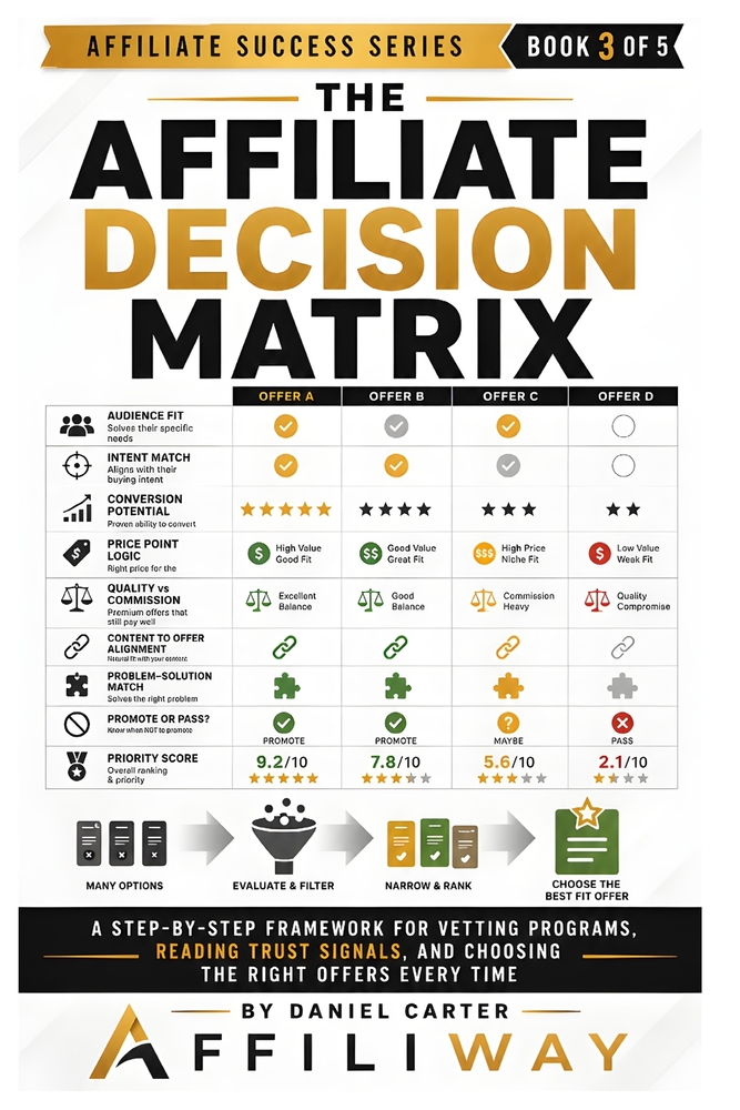 The Affiliate Decision Matrix: A Step-by-Step Framework for Vetting Programs, Reading Trust Signals, and Choosing the Right Offers Every Time cover