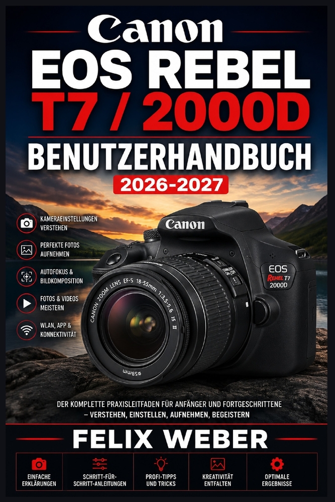 Canon EOS Rebel T7 / 2000D Benutzerhandbuch 2026-2027: Alle Menüs, Bedienelemente und Aufnahmemodi verständlich erklärt - vom Einsteiger zum sicheren cover