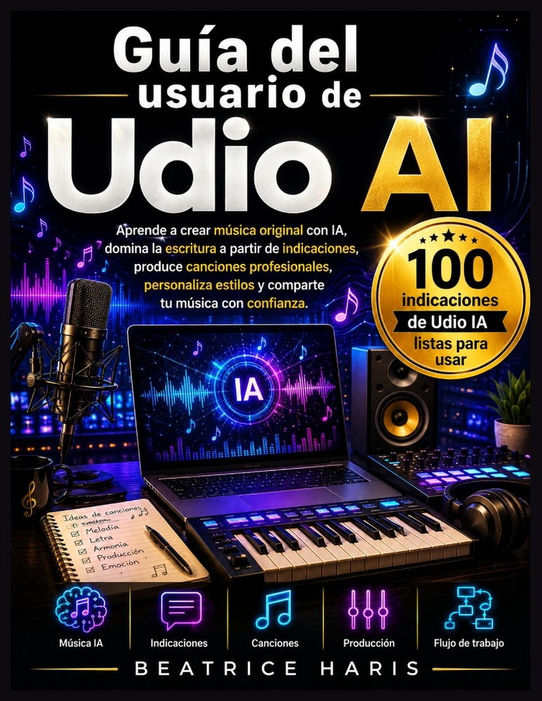 Guía del usuario de Udio AI: Aprende a crear música original con IA, domina la escritura a partir de indicaciones, produce canciones profesionales, pe cover