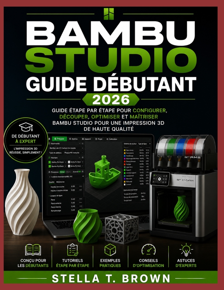 Guide Pour Débutants de Bambu Studio 2026: Guide Étape Par Étape Pour Configurer, Découper, Optimiser Et Maîtriser Bambu Studio Pour Une Impression 3D cover