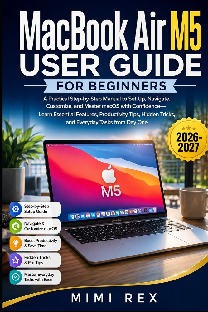 Macbook Air M5 User Guide for Beginners: A Practical Step-By-Step Manual To Set Up, Navigate, Customize, And Master Macos With Confidence-Learn Essent cover