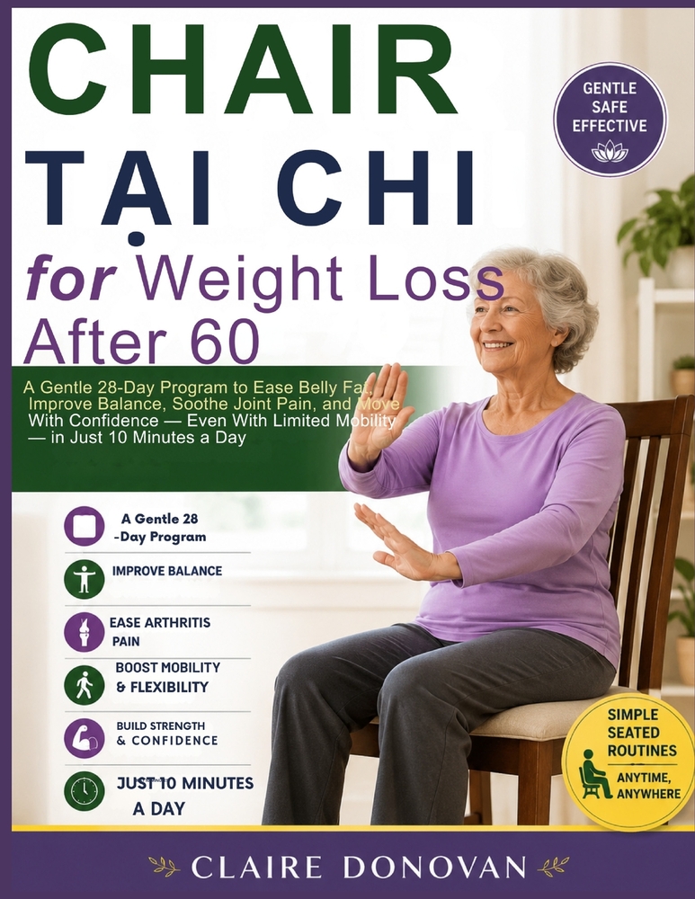 Chair Tai Chi For Weight Loss After 60: A Gentle 28-Day Program to Ease Belly Fat, Improve Balance, Soothe Joint Pain and Move With Confidence, Even W cover