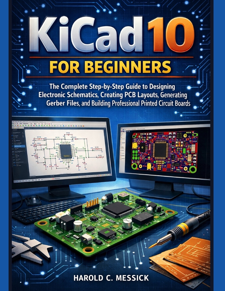 KiCad 10 for Beginners: The Complete Step-by-Step Guide to Designing Electronic Schematics, Creating PCB Layouts, Generating Gerber Files, and Buildin cover