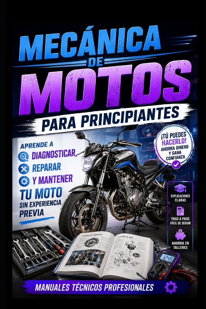 Mecánica de Motos para Principiantes: Aprende a Diagnosticar, Reparar y Mantener tu Moto sin Experiencia Previa: Manuales técnicos profesionales cover