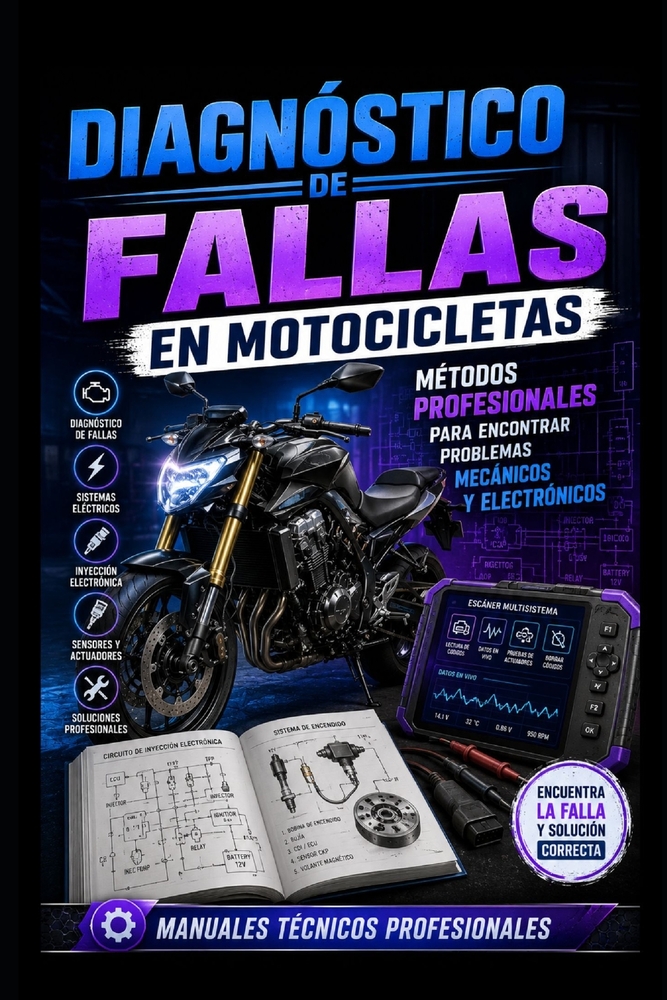 Diagnóstico de Fallas en Motocicletas: Métodos Profesionales para Encontrar Problemas Mecánicos y Electrónicos: Manuales Técnicos Profesionales cover