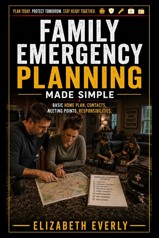 Family Emergency Planning Made Simple: Basic home plan, contacts, meeting points, responsibilities. cover