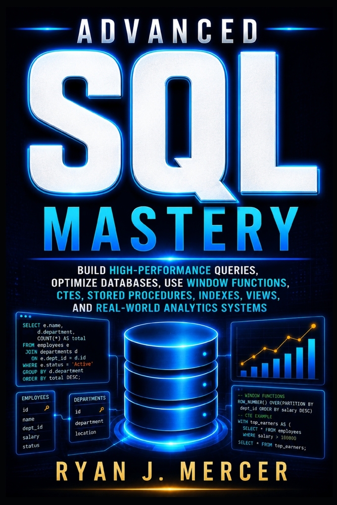 Advanced SQL Mastery: Build High-Performance Queries, Optimize Databases, Use Window Functions, CTEs, Stored Procedures, Indexes, Views, and Real-Worl cover