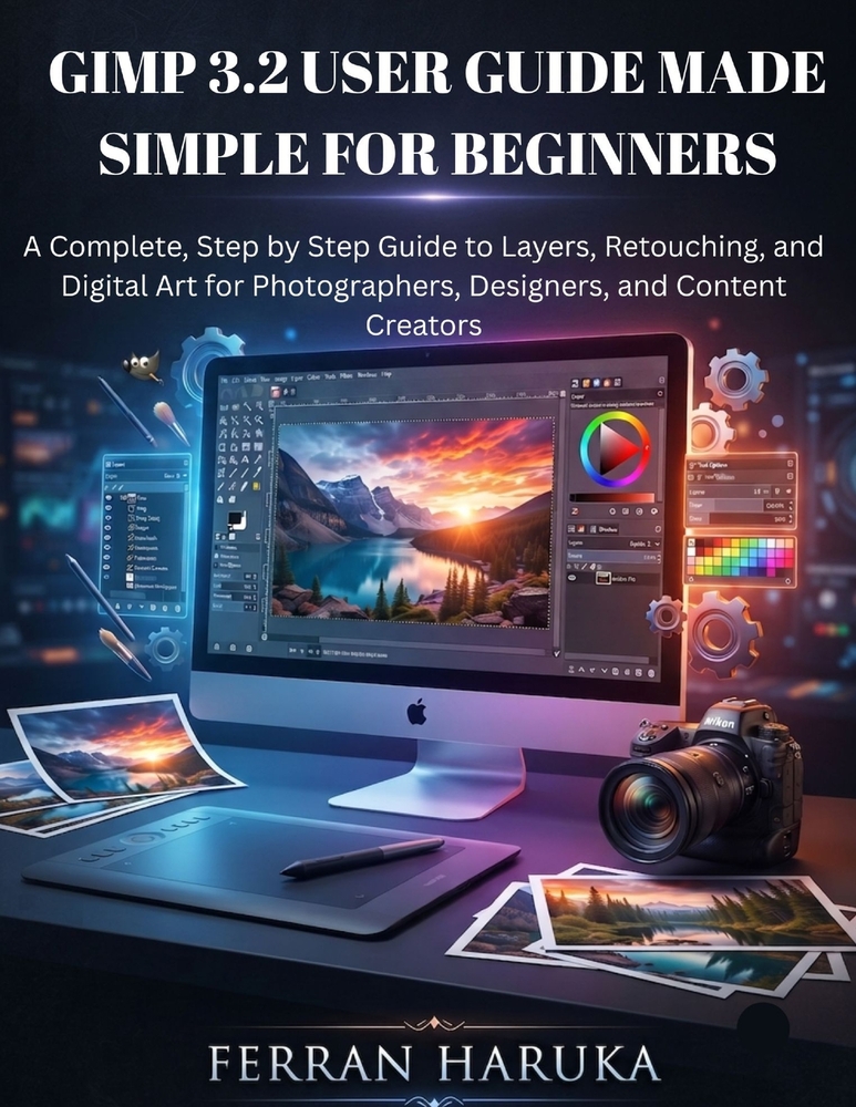 Gimp 3.2 User Guide Made Simple for Beginners: A Complete, Step by Step Guide to Layers, Retouching, and Digital Art for Photographers, Designers, and cover