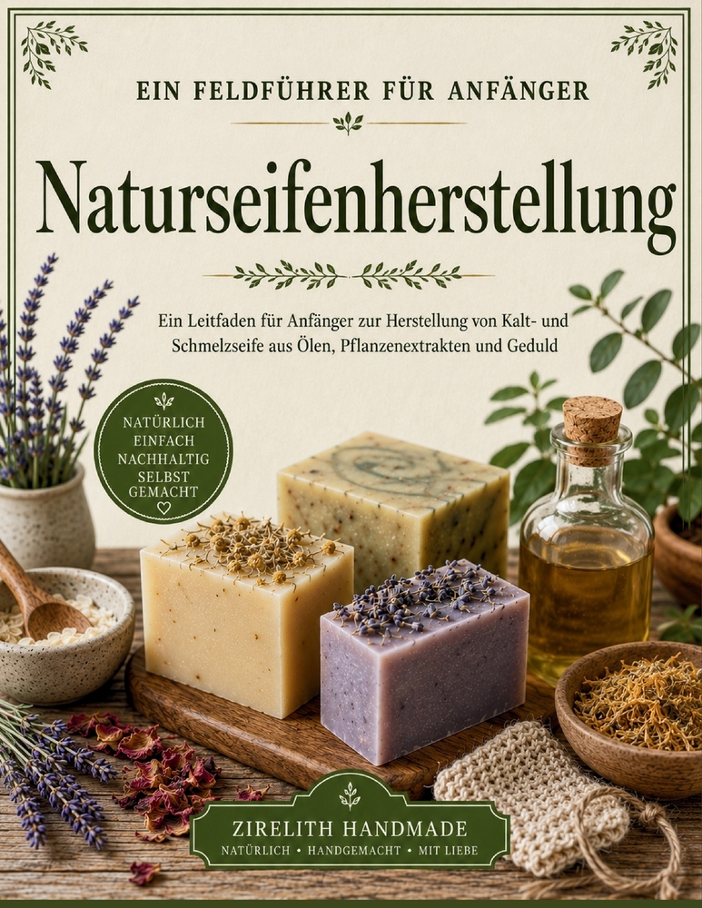 Naturseifenherstellung: Ein Leitfaden für Anfänger zur Herstellung von Kalt- und Schmelzseife aus Ölen, Pflanzenextrakten und Geduld cover