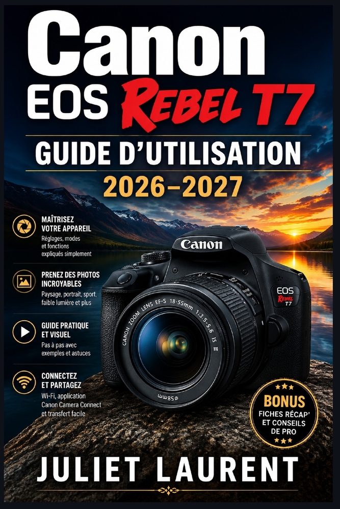 Canon EOS Rebel T7 Guide d'utilisation 2026-2027: Maîtrisez votre appareil réflex numérique: modes de prise de vue, paramètres avancés, composition et cover